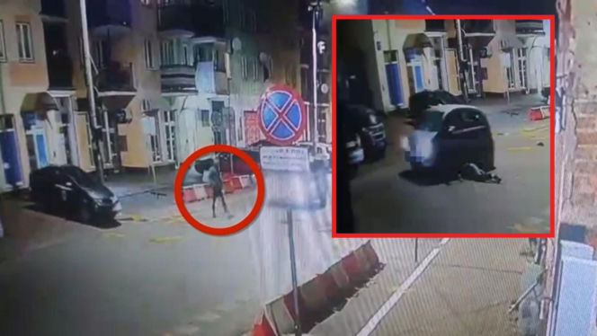 80-latek potrącił pieszego i przejechał po ofierze. Wszystko widać na nagraniu