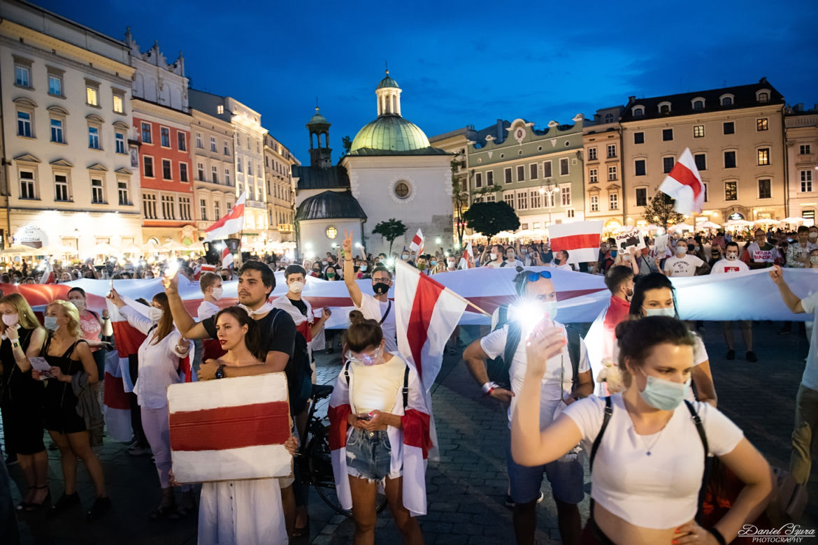 Marsz solidarności z Białorusinami w Krakowie