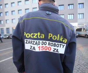 Protest pocztowców w Katowicach