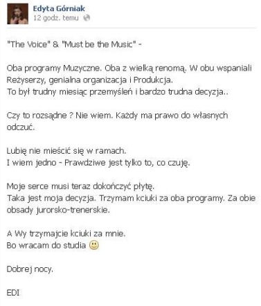 Edyta Górniak Facebook