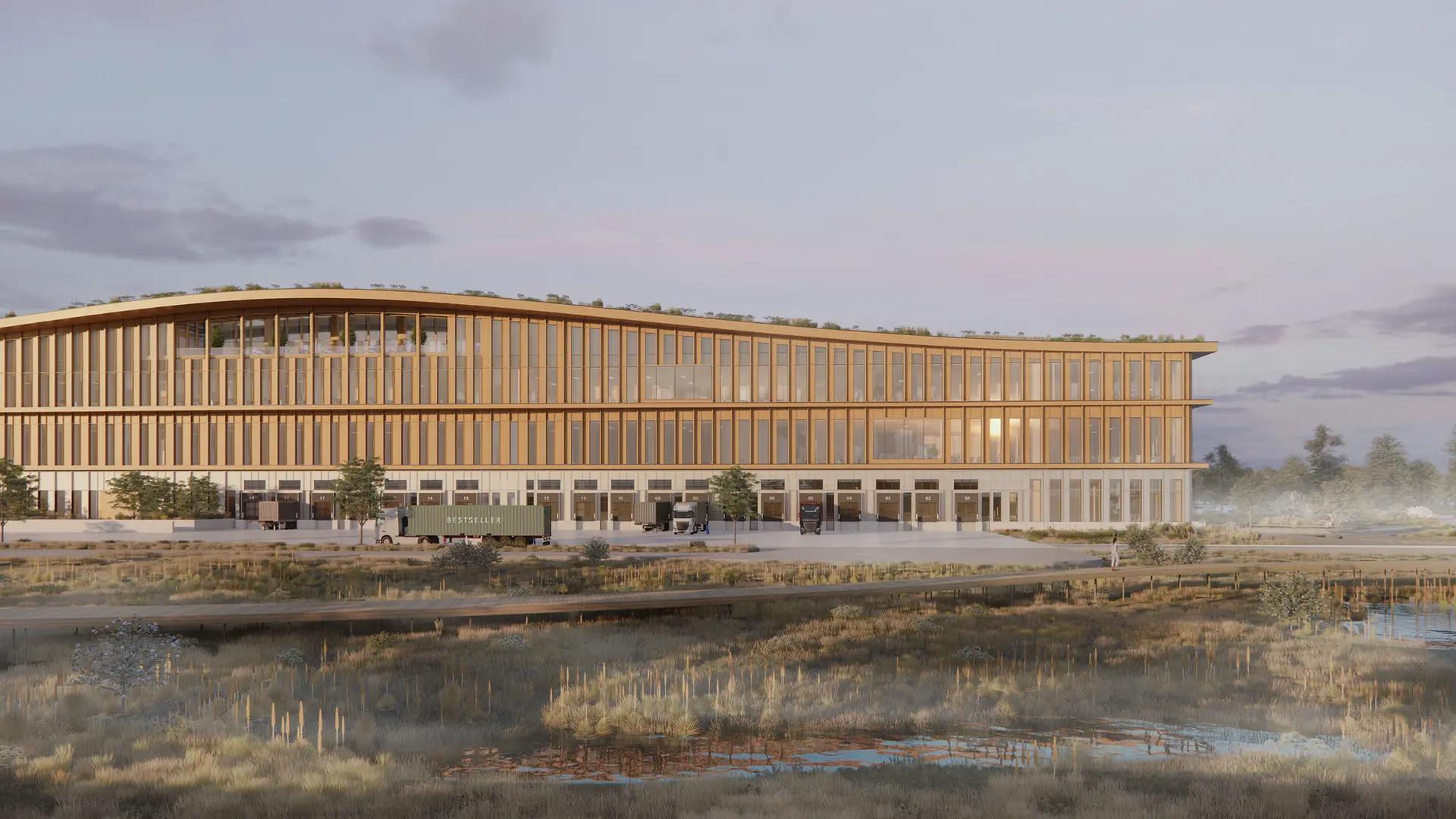 Największe centrum logistyczne z drewna i słomy od pracowni Henning Larsen