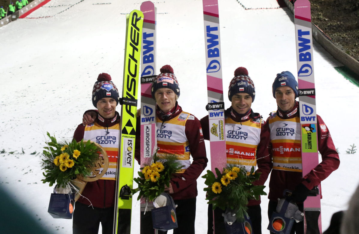 Kamil Stoch, Dawid Kubacki, Jakub Wolny i Piotr Żyła
