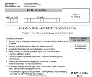 Egzamin gimnazjalny 2018. Historia, WOS. Arkusze