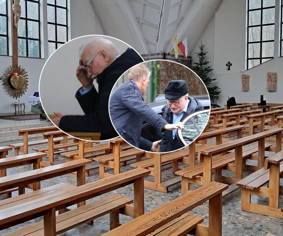 Lech Wałęsa zupełnie sam w pustym kościele. Pojechał się pomodlić tuż przed świętami