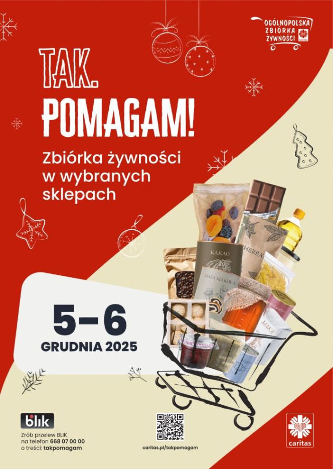 Siedlecka Caritas zachęca do udziału w 27. Ogólnopolskiej Zbiórce Żywności „Tak, POMAGAM!” w dniach 5 i 6 grudnia
