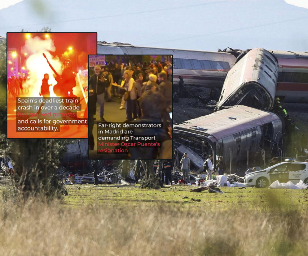Wrak pociągu po katastrofie w Toledo. Na miniaturach starcia z policją w Madrycie. O tragedii przeczytasz w Eska.