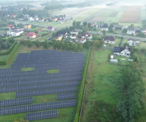 Solar panels absorbing sunlight for energy production - stock photo