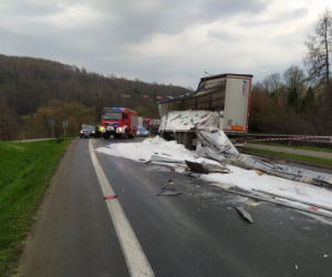 Wypadek w Domaradzu. Zderzyły się dwa tiry!  DK 19 zablokowana