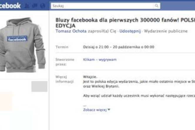 Facebook.com - 300 tysięcy bluz z logo FB