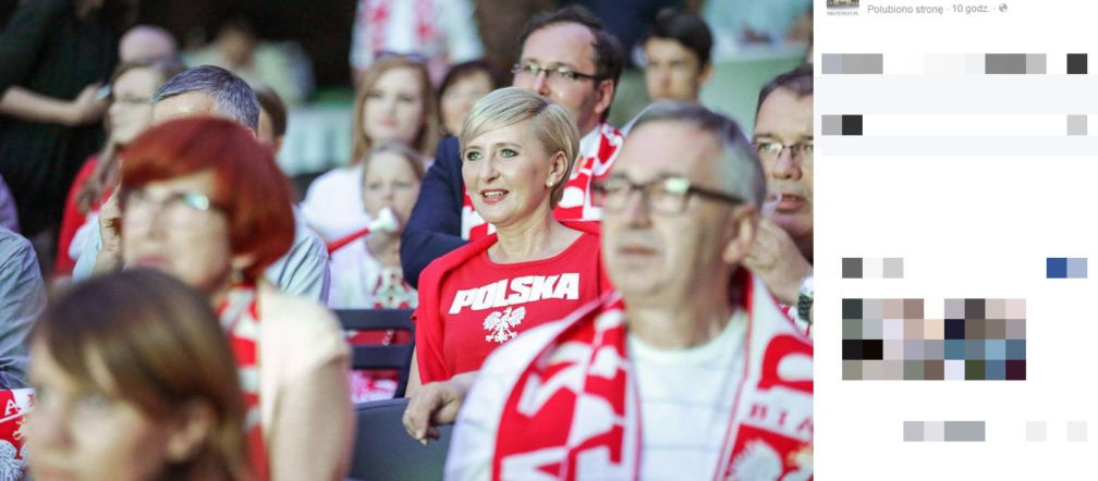 Agata Duda z orłem na piersiach kibicowała piłkarzom ZDJĘCIA