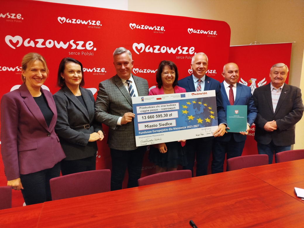 Miasto Siedlce otrzymało ponad 13,6 mln zł z UE na przebudowę 11 ulic i budowę prawie 3 km dróg pieszo-rowerowych