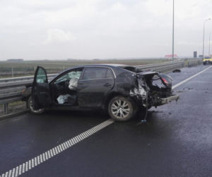 Wypadek na autostradzie w Mirocinie na Podkarpaciu