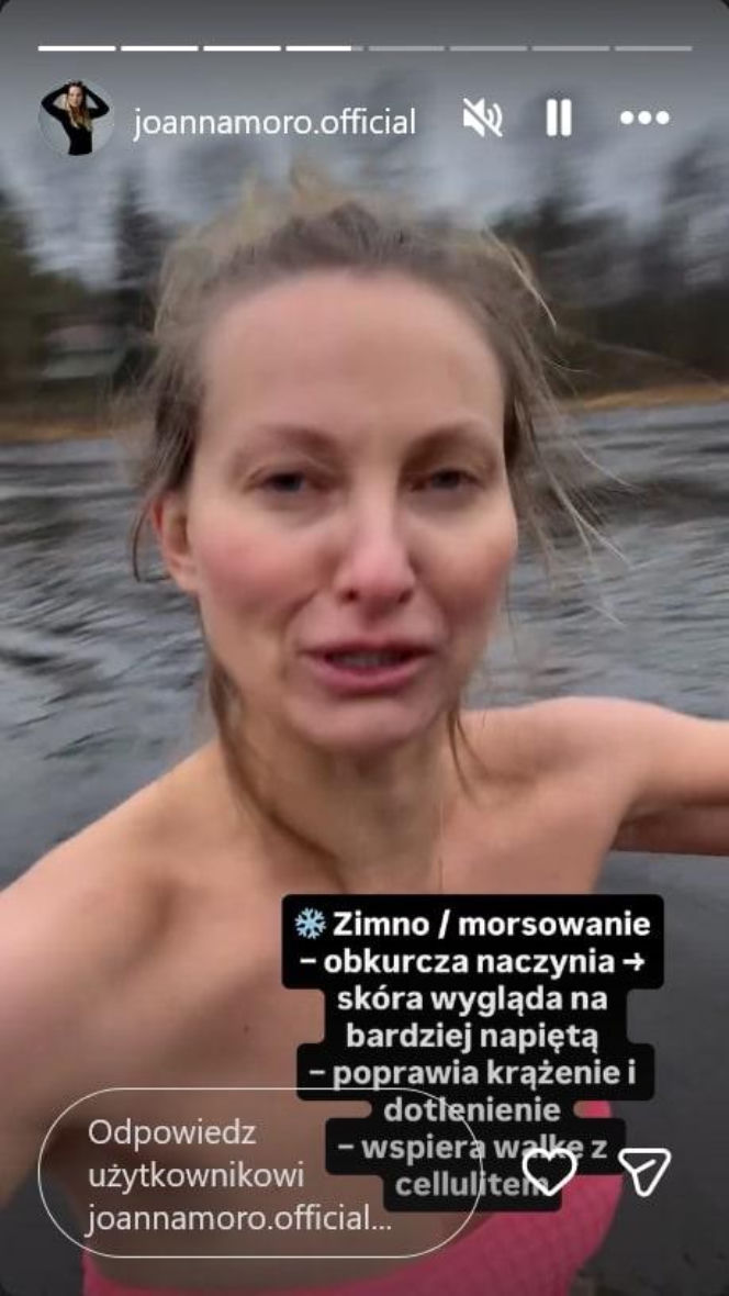 Fani drżeli o jej zdrowie, a ona… wskoczyła do lodu. Szokujące nagranie Joanny Moro!
