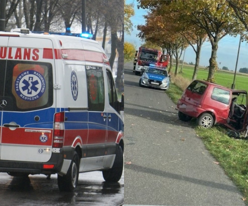 Stracił panowanie nad autem i uderzył w drzewo! Groźny wypadek pod Żninem