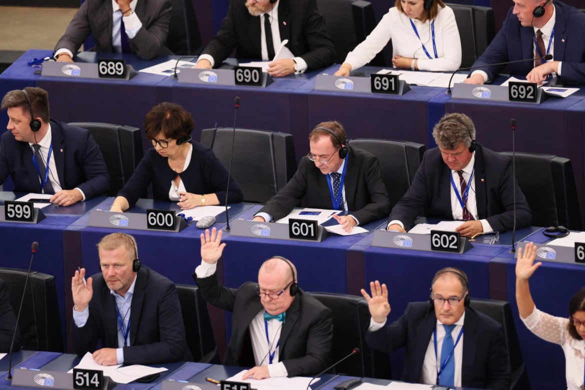 Europosłowie PiS Mariusz Kamiński i Maciej Wąsik w Strasburgu, Francja