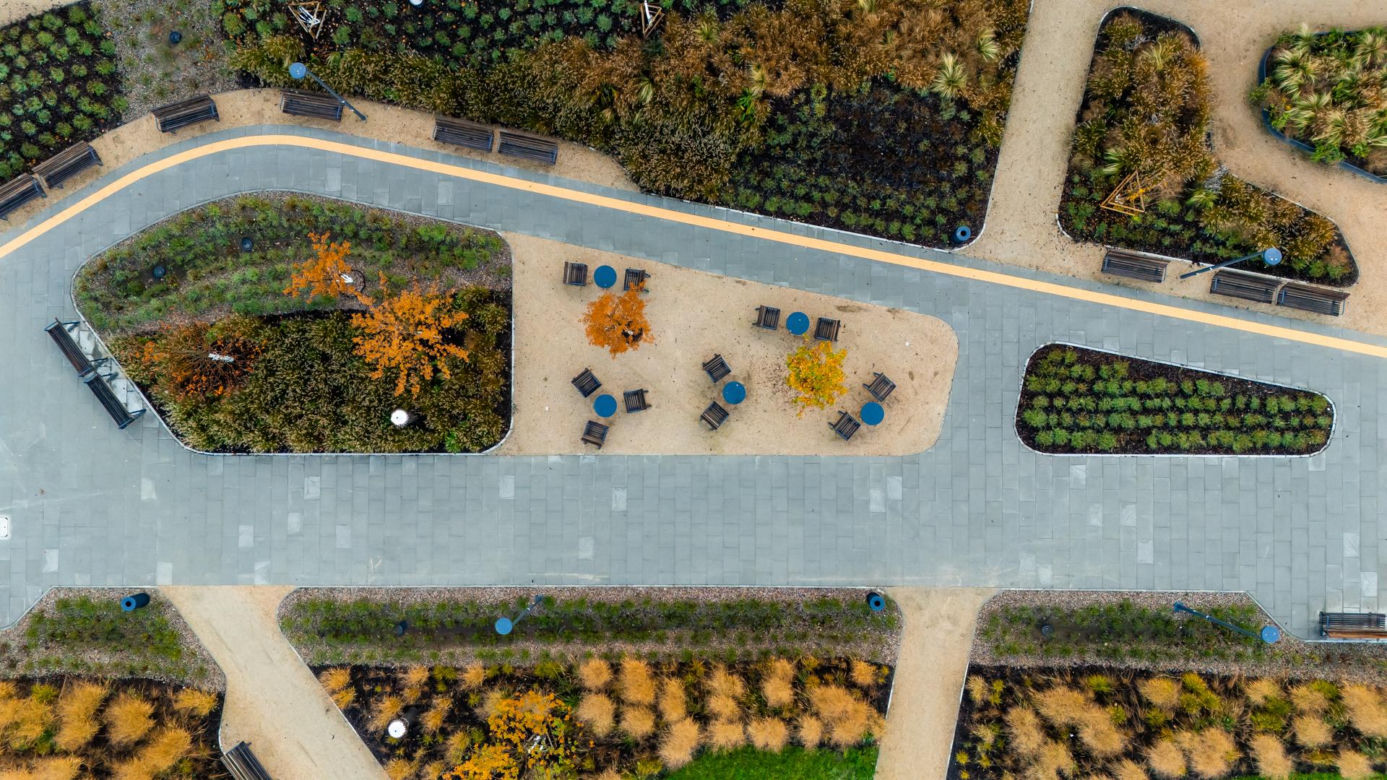 Park nad Południową Obwodnicą Warszawy w marcu 2026 r.