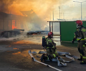 Spłonęła Biedronka w Polkowicach