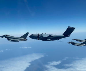 Tankowanie Eurofighterów przez A400M nad Bałtykiem 