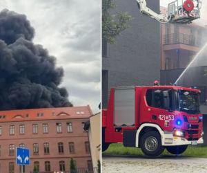 Gigantyczny pożar w centrum Chorzowa. Nad miastem kłęby czarnego dymu