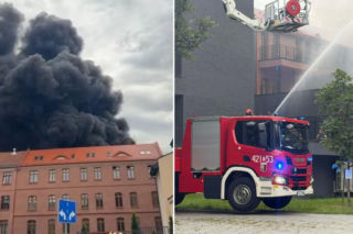 Gigantyczny pożar w centrum Chorzowa. Nad miastem kłęby czarnego dymu