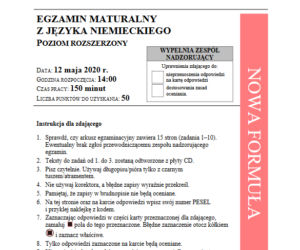 ARKUSZE CKE - Matura 2020 - NIEMIECKI ROZSZERZONY 2020