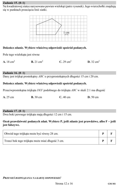 Egzamin gimnazjalny 2018 - część matematyczna
