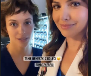 Na dobre i na złe na planie. Hania Sikorka (Marta Żmuda Trzebiatowska), Julka Burska (Aleksandra Hamkało)
