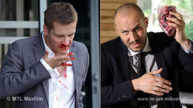 M jak miłość odc. 1024.  Robert Lubiński (Tomasz Borkowski), Piotrek (Marcin Mroczek)