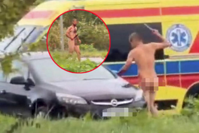 Nagi mężczyzna z maczetą biegał po ulicy! Policjanci użyli paralizatora