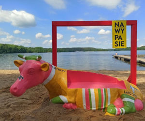 Olsztyn. Nowa atrakcja w mieście. Można zrobić sobie zdjecie z RÓŻOWĄ KROWĄ! [ZDJĘCIA]