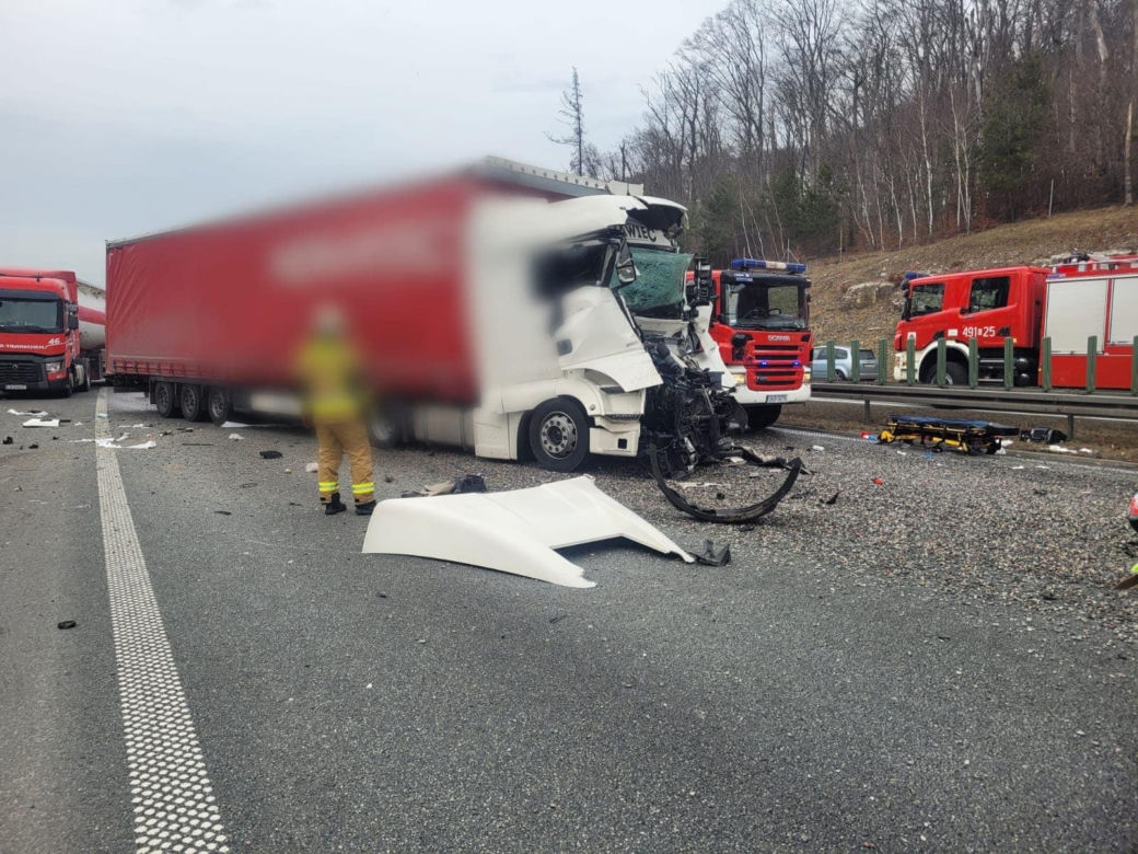 Wypadek na autostradzie A4 na wysokości Wysokiej