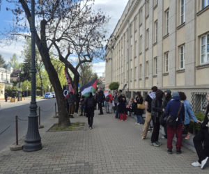 Protest pod ambasadą Izraela w Warszawie (30.04.2026)