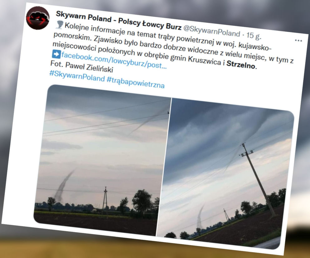 TRĄBA LĄDOWA na Kujawach. Mieszkańcy z przerażeniem spoglądali w niebo [ZDJĘCIA]