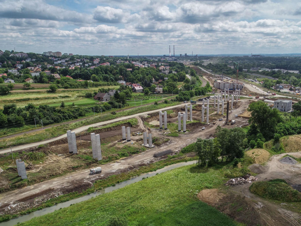 Zdjęcia z placu budowy S7 Kraków - Widoma, czerwiec 2024