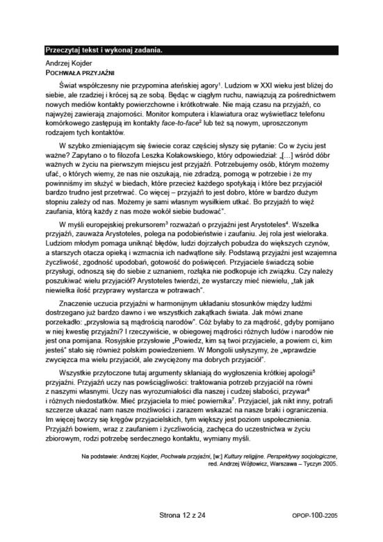 Egzamin ośmoklasisty 2022 - język polski. Arkusz, zadania
