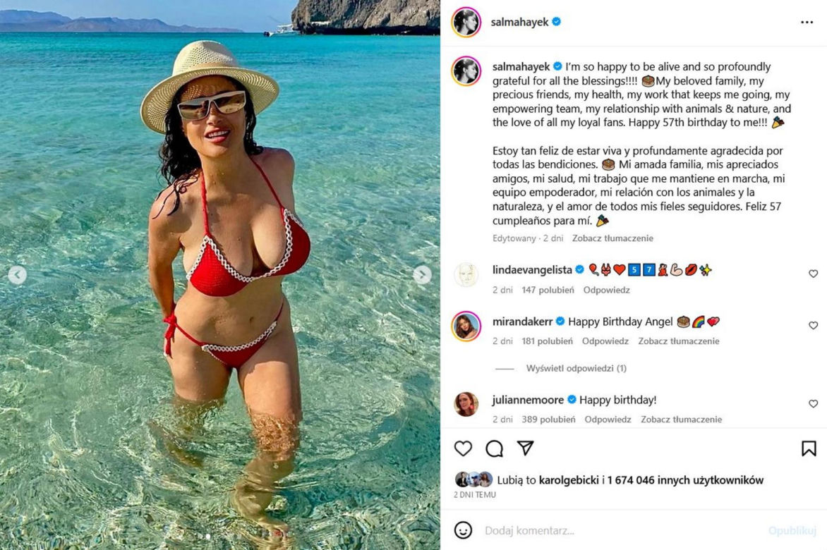Szok! Salma Hayek kończy 57 lat. Nowe zdjęcie jest tym najgorętszym