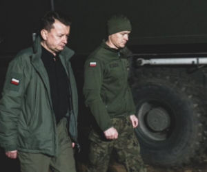 Mariusz Błaszczak na granicy polsko-białoruskiej