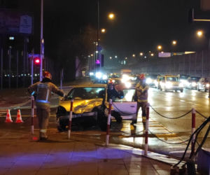Zderzenie trzech aut na Wale Miedzeszyńskim