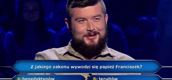 Zakon papieża Franciszka - pytanie w Milionerach warte 40 tys. zł 