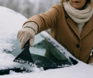 Półtoraroczne dziecko zatrzasnęło się w aucie. W tym czasie babcia odśnieżała szybę