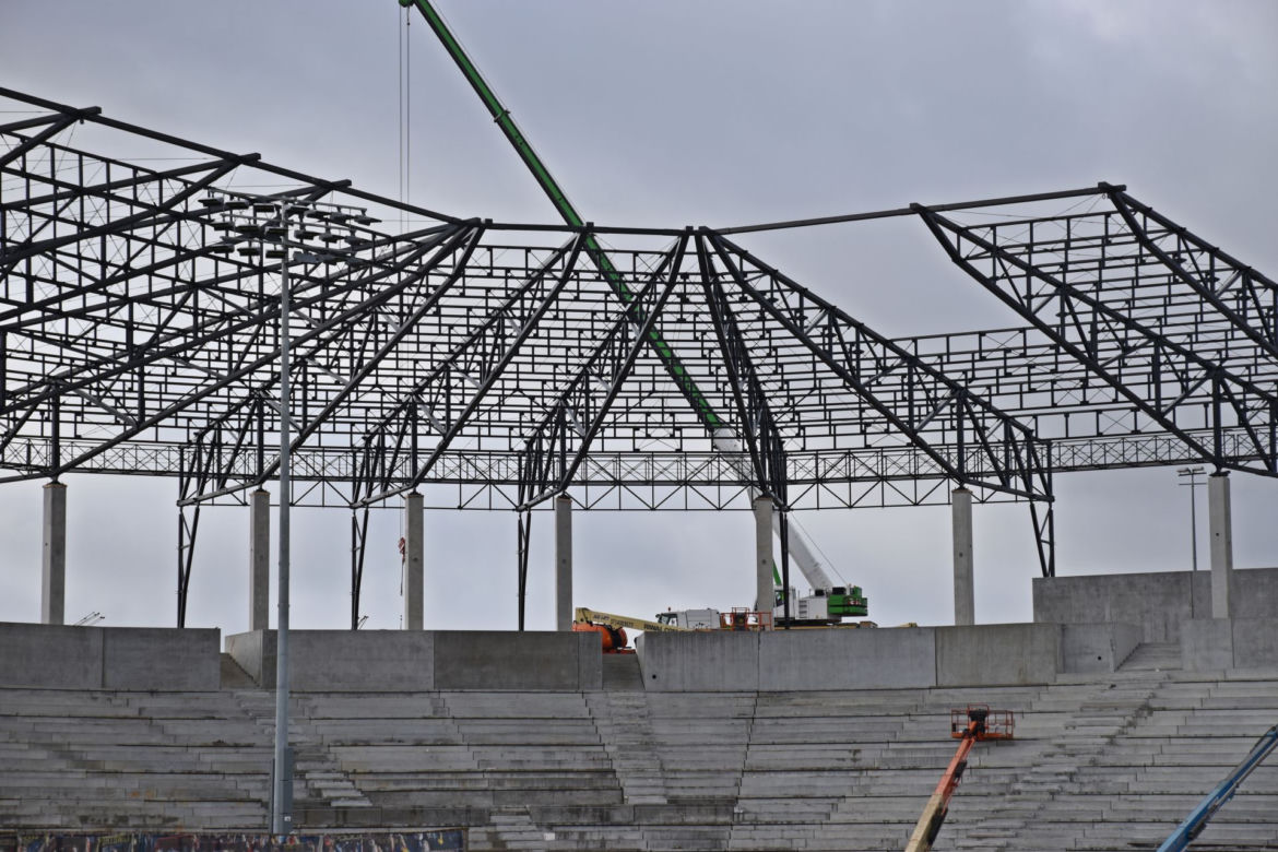 Budowa stadionu w Szczecinie - luty 2020