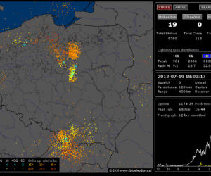 BURZE nad POLSKĄ 19.07.2012: NA ŻYWO - gdzie są i gdzie będą burze - MAPY, pogoda na czwartek, 19.07.2012