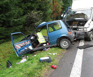 Zagórz: Śmiertelny wypadek. Fiat zderzył się z iveco