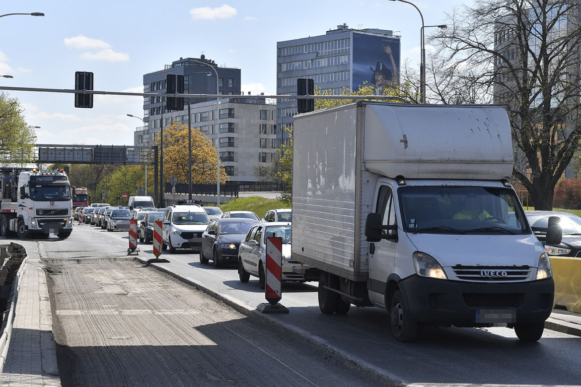 Remont Wisłostrady spowodował duży korek