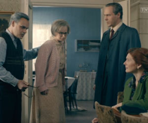 Stulecie Winnych 3 odc. 36. Michał (Stefan Pawłowski), Ania (Urszula Grabowska), Stanisław (Jan Wieczorkowski), Andzia (Barbara Wypych)