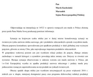 Odpowiedź ministra Krzysztofa Jurgiela