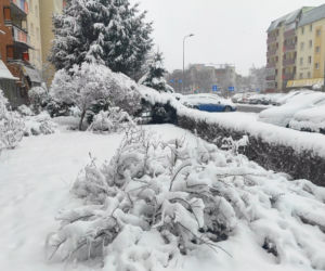 Białystok. Kwietniowy atak zimy. Osiedle pod śniegiem