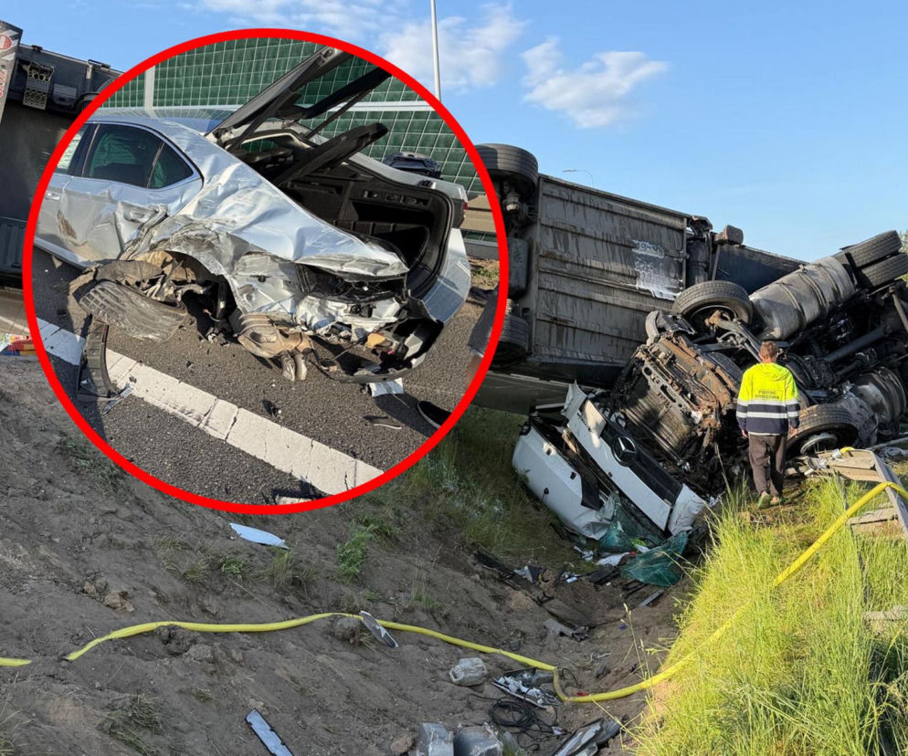 Poważny wypadek na trasie S8. Ciężarówka zderzyła się z osobówką, na miejscu służby