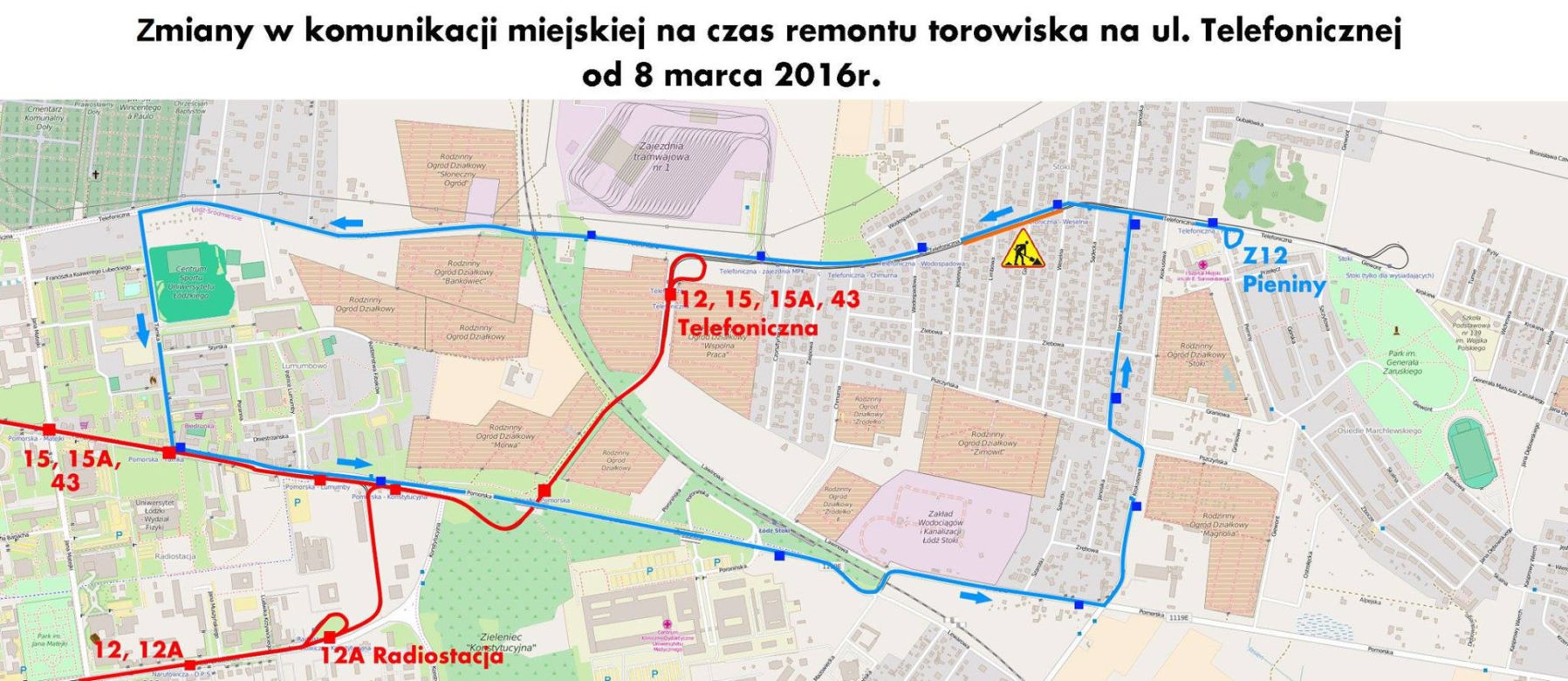 Zmiany w komunikacji miejskiej na czas remontu torowiska