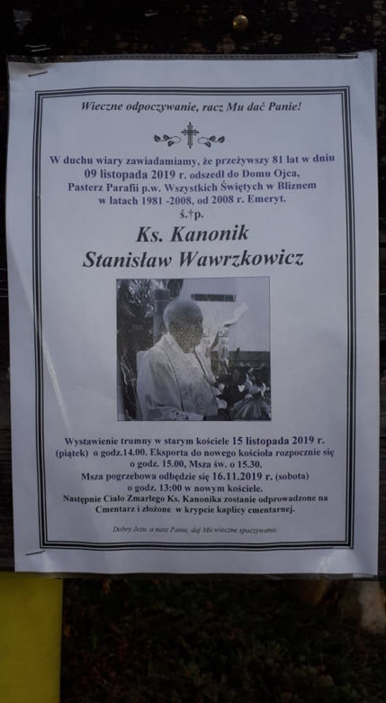 Ks. Stanisław Wawrzkowicz miał 81 lat